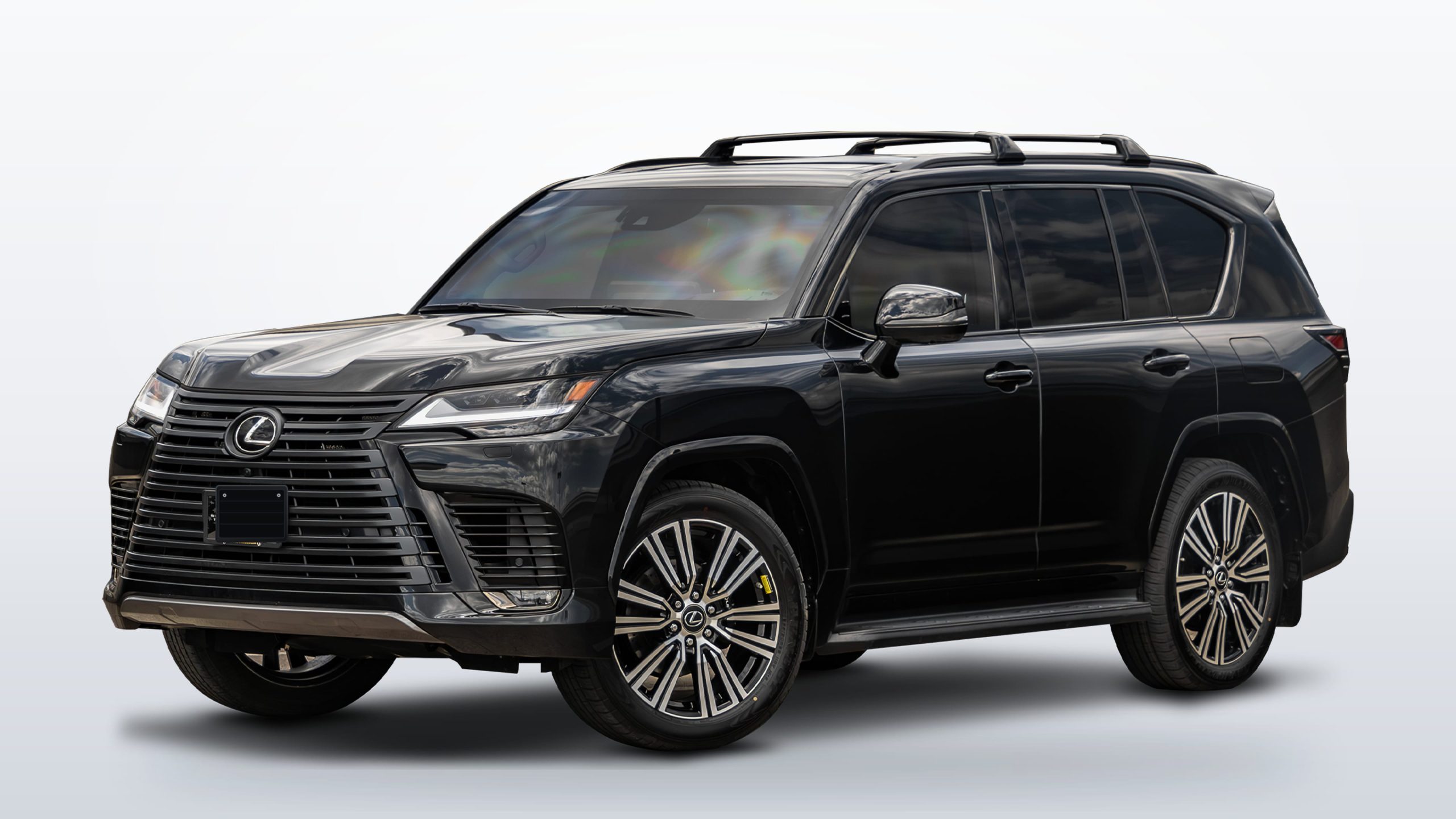 Armoured Lexus LX 600 Ultra Luxury front three-quarter studio photography on white infinity cyclorama